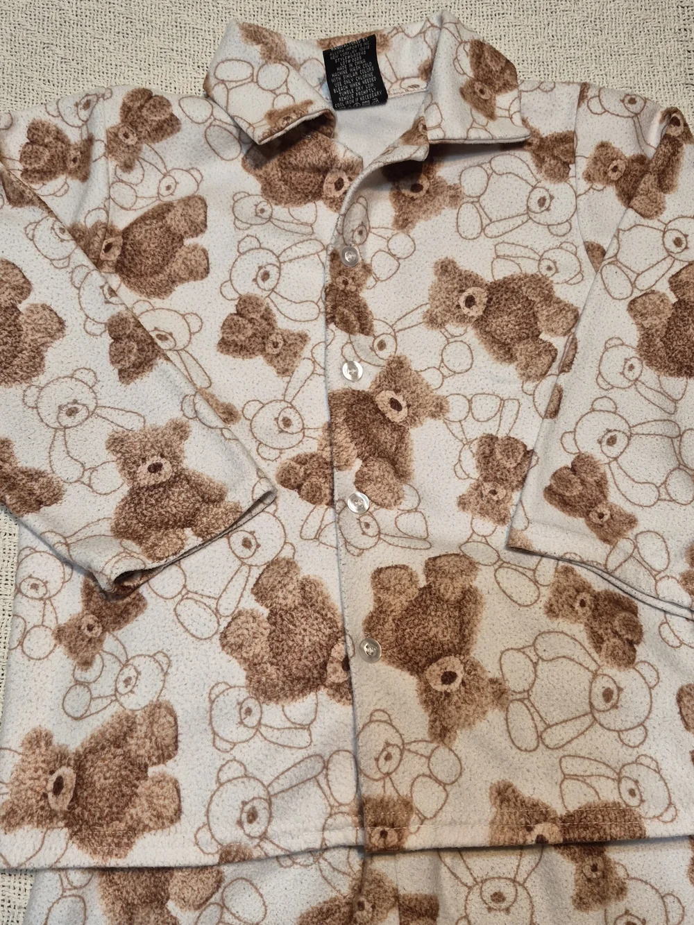 Kids Brown Teddy Bear Fleece Pajama Set - Cozy Sleepwear